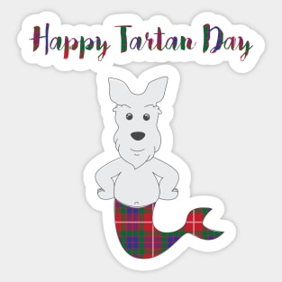 Airedale Terrier puppy in Traditional Tartan Costume  National Tartan Day Sticker